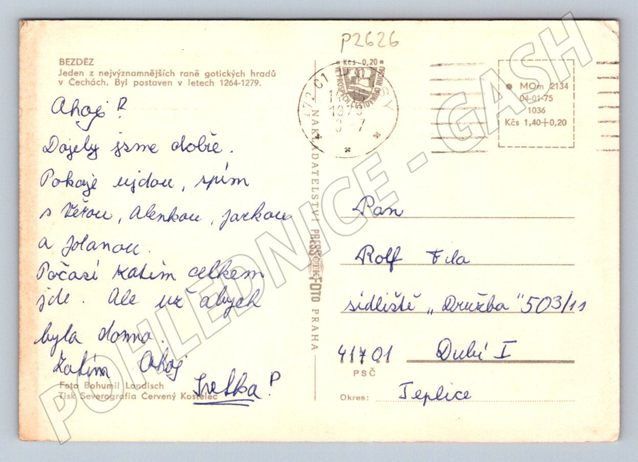 Pohlednice Bezděz koláž historický hrad 70 léta (P2626)