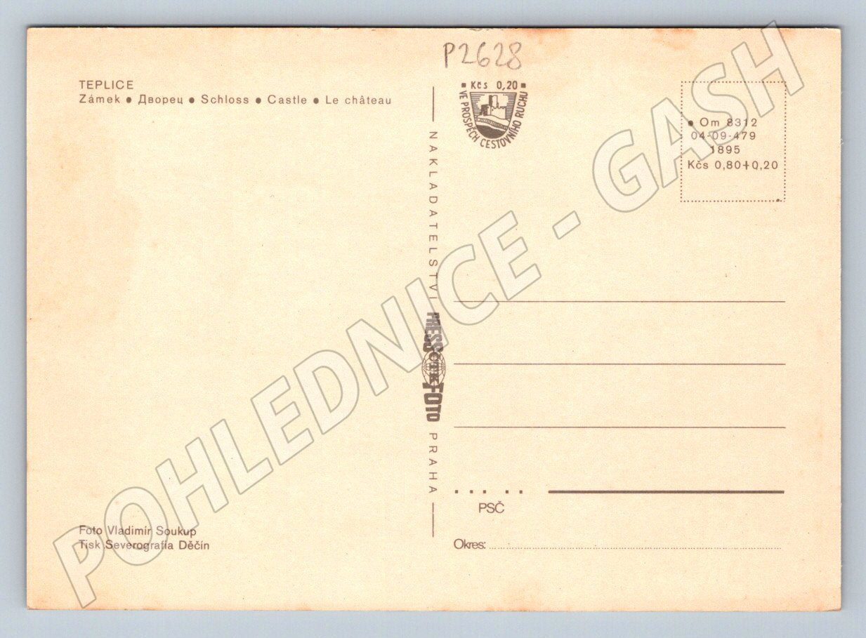 Pohlednice Teplice zámek Československo (P2628)