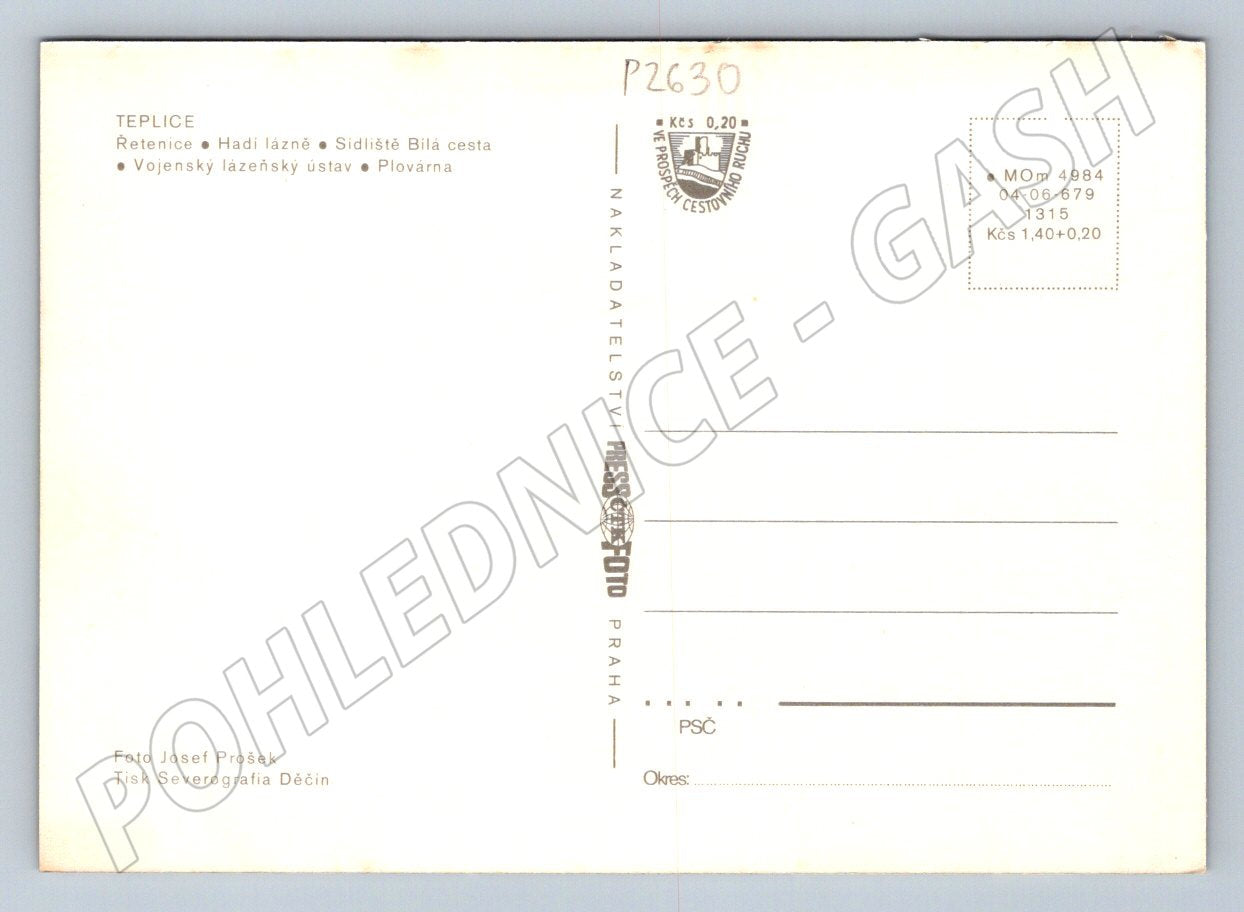 Postcard Teplice collage spa prefabricated houses swimming pool (P2630)