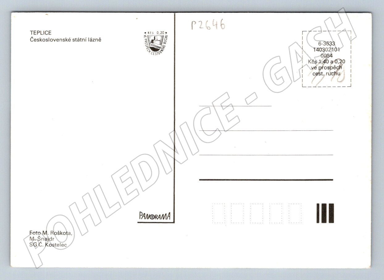 Postcard Teplice spa architecture Czechoslovakia (P2646)