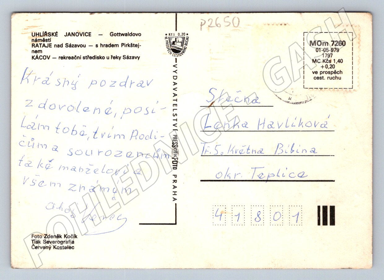 Pohlednice Střední Čechy Uhlířské Janovice Rataje Kácov (P2650)