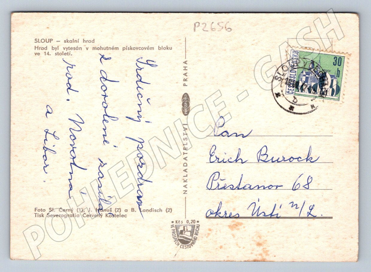 Pohlednice Sloup skalní hrad pískovcový CZ raz (P2656)