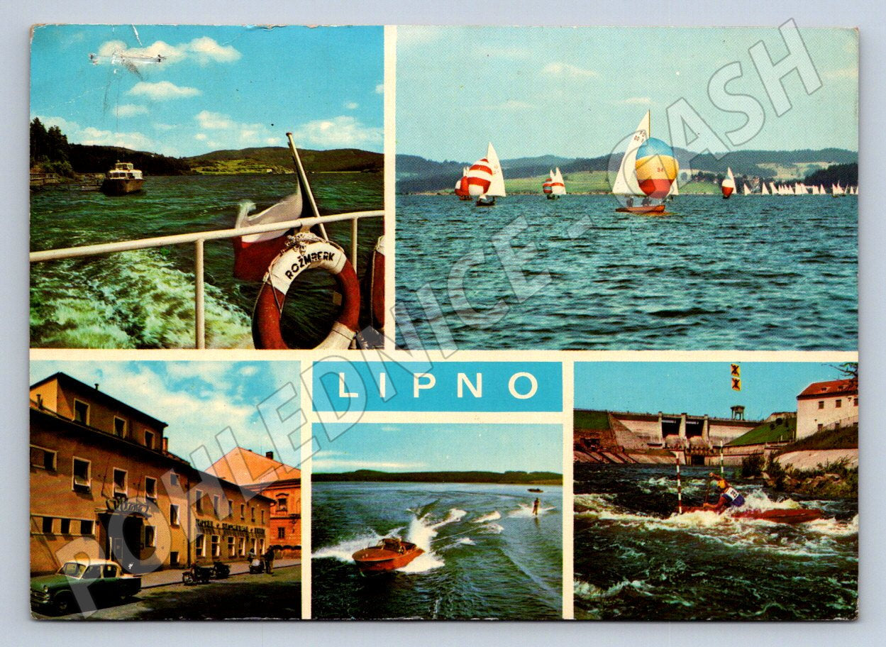 Pohlednice Lipno koláž sportování přehrada ČSSR (P2665)