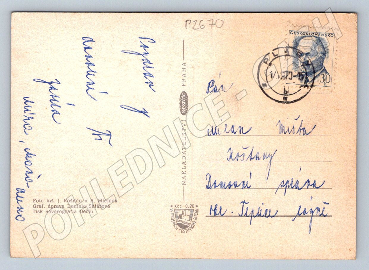 Postcard Povodí Střely Basin map and photos of the Czechoslovakia (P2670)