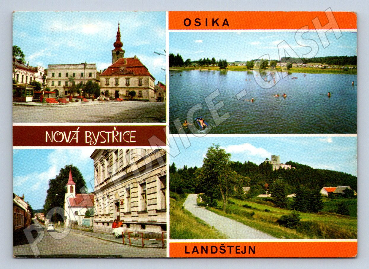 Pohlednice Nová Bystřice Osika Landštejn kolorovaná ČSSR (P2675)