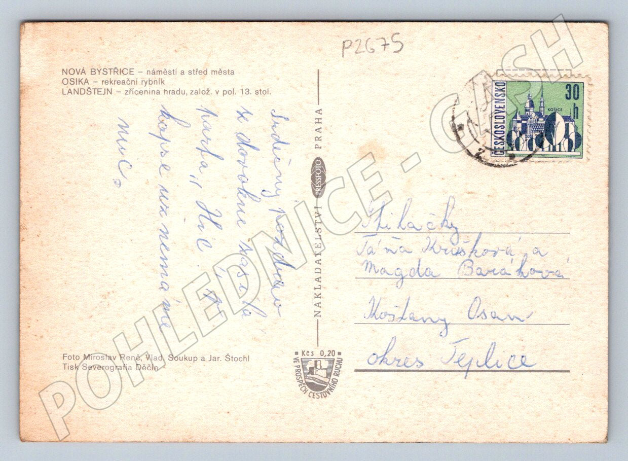Pohlednice Nová Bystřice Osika Landštejn kolorovaná ČSSR (P2675)