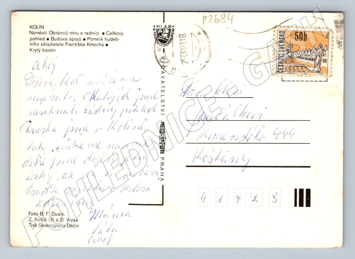 Pohlednice Kolín koláž ČSSR raz psaná (P2684)
