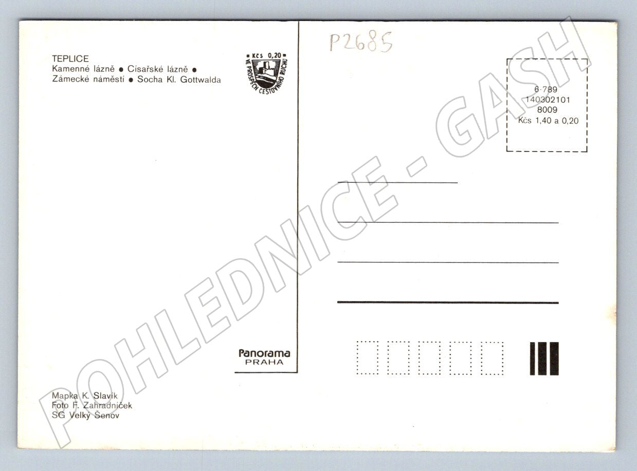 Pohlednice Teplice koláž a mapka (P2685)