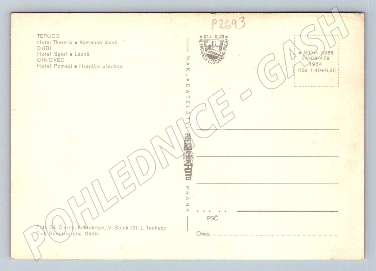 Postcard Teplice Dubí Cínovec E15 border of the Czechoslovak Socialist Republic of Germany (P2693)