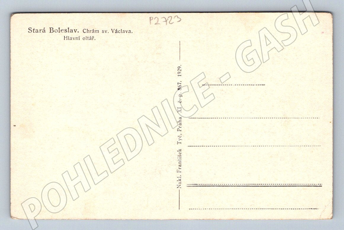 Pohlednice Stará Boleslav Chrám sv Václava hlavní oltář 1929 (P2723)