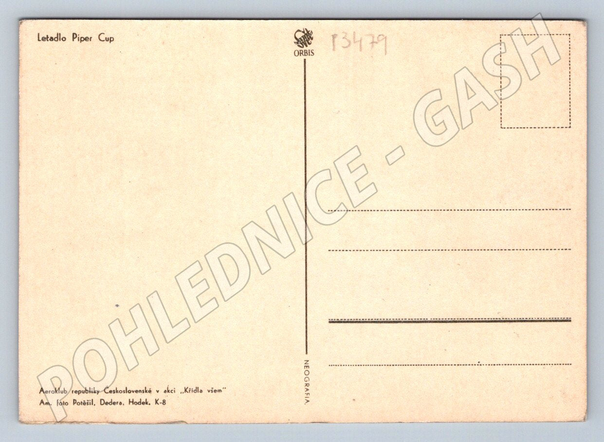 Pohlednice Československo letadlo Piper Cup (P3479)
