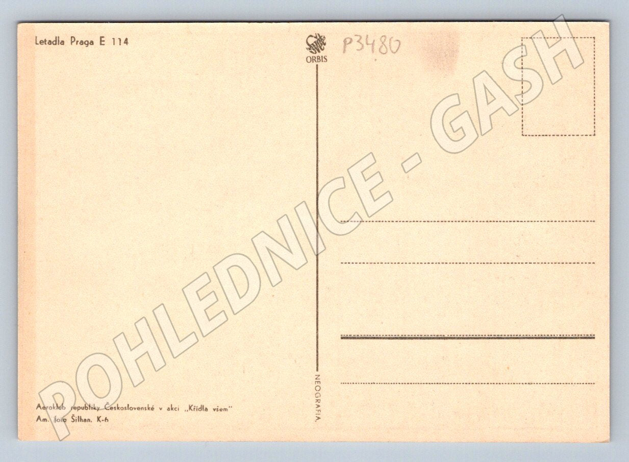 Pohlednice Letadla Praga E 114 Aeroklub (P3480)