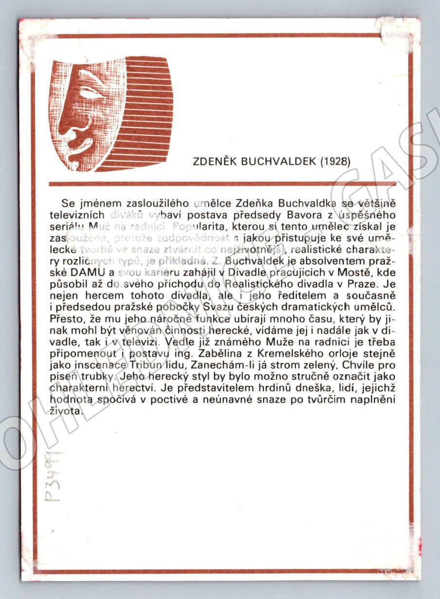 Pohlednice Zdeněk Buchvaldek herec (P3499)