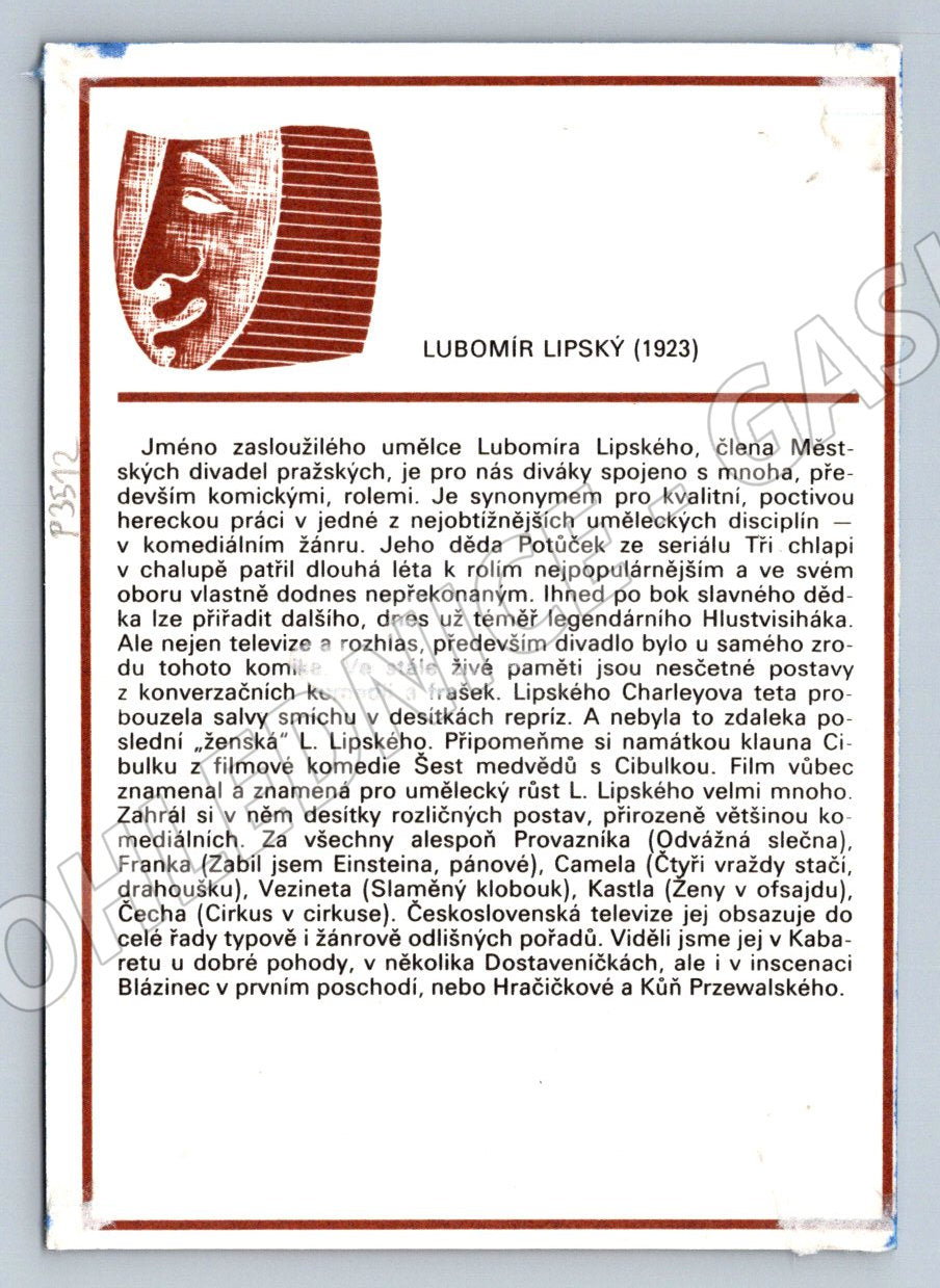 Pohlednice Lubomír Lipský portrét (P3512)