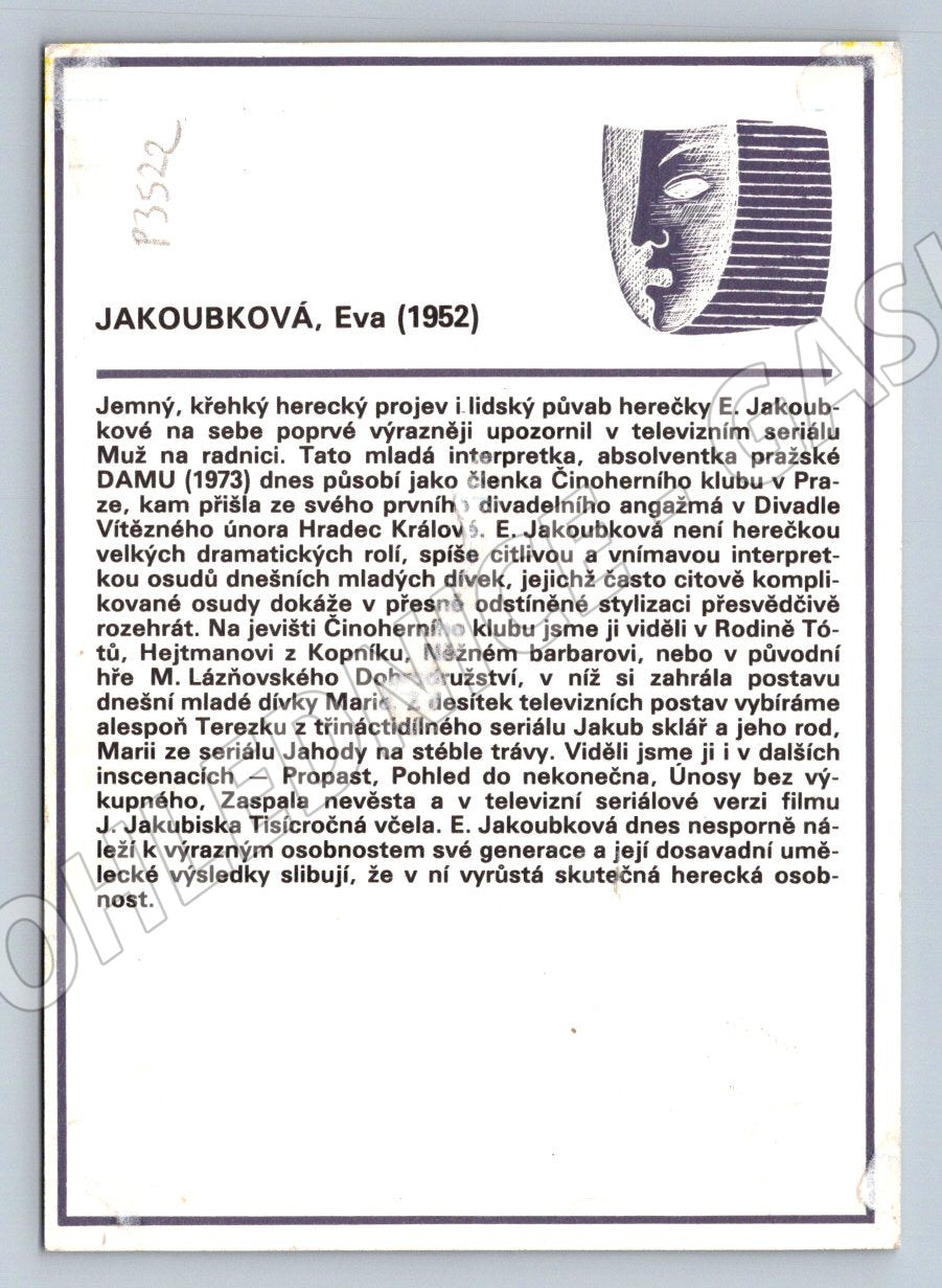 Stará fotografie herečka Eva Jakoubková (P3522)