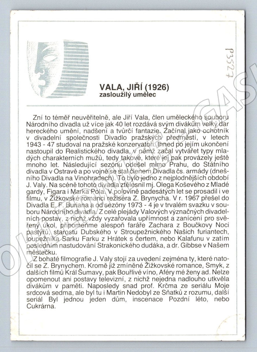 Pohlednice Jiří Vala herec (P3527)