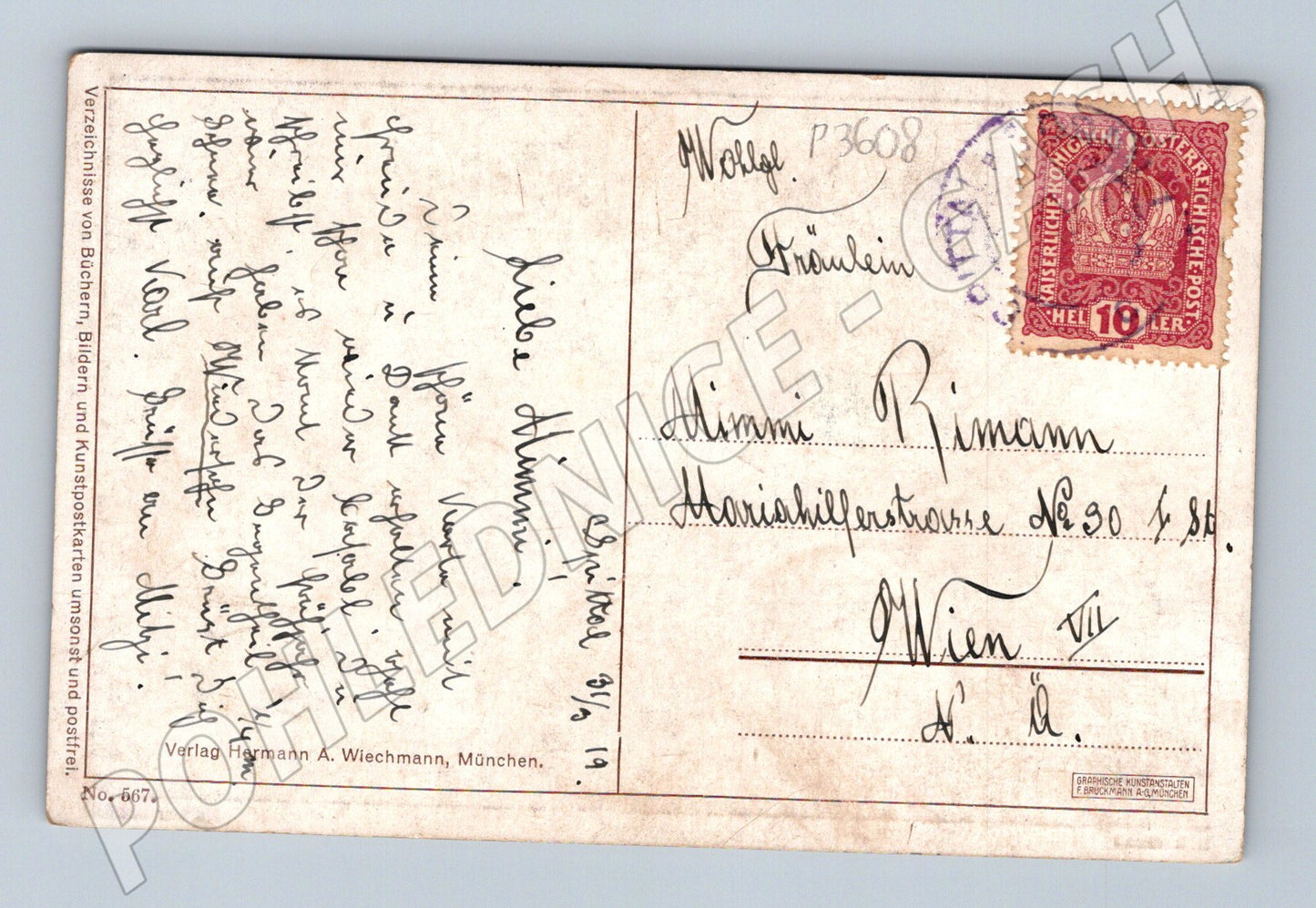 Pohlednice Umělecká zřícenina podzim stromy 1919 (P3608)