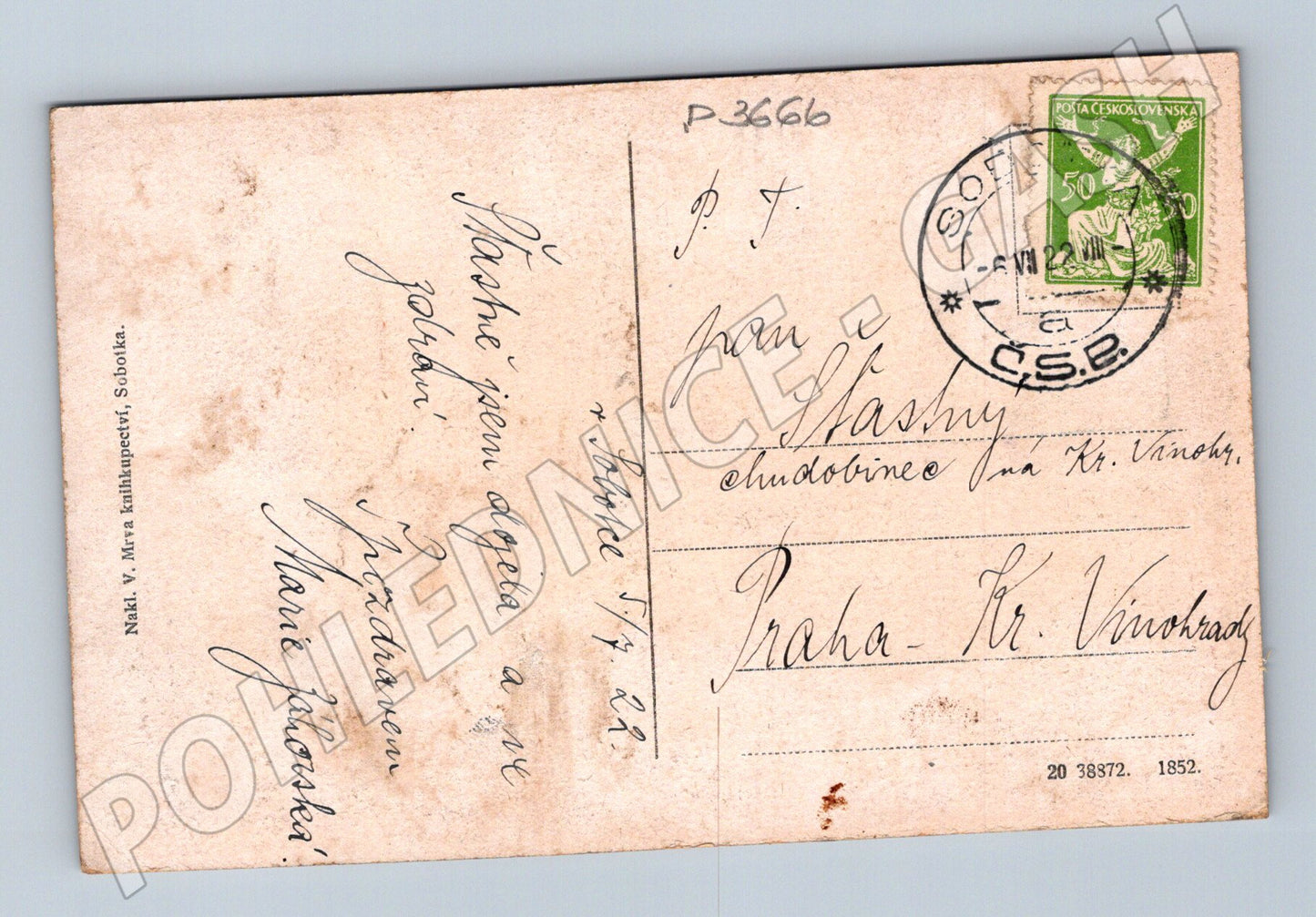 Pohlednice Košť u Sobotky hrad 1921 (P3666)