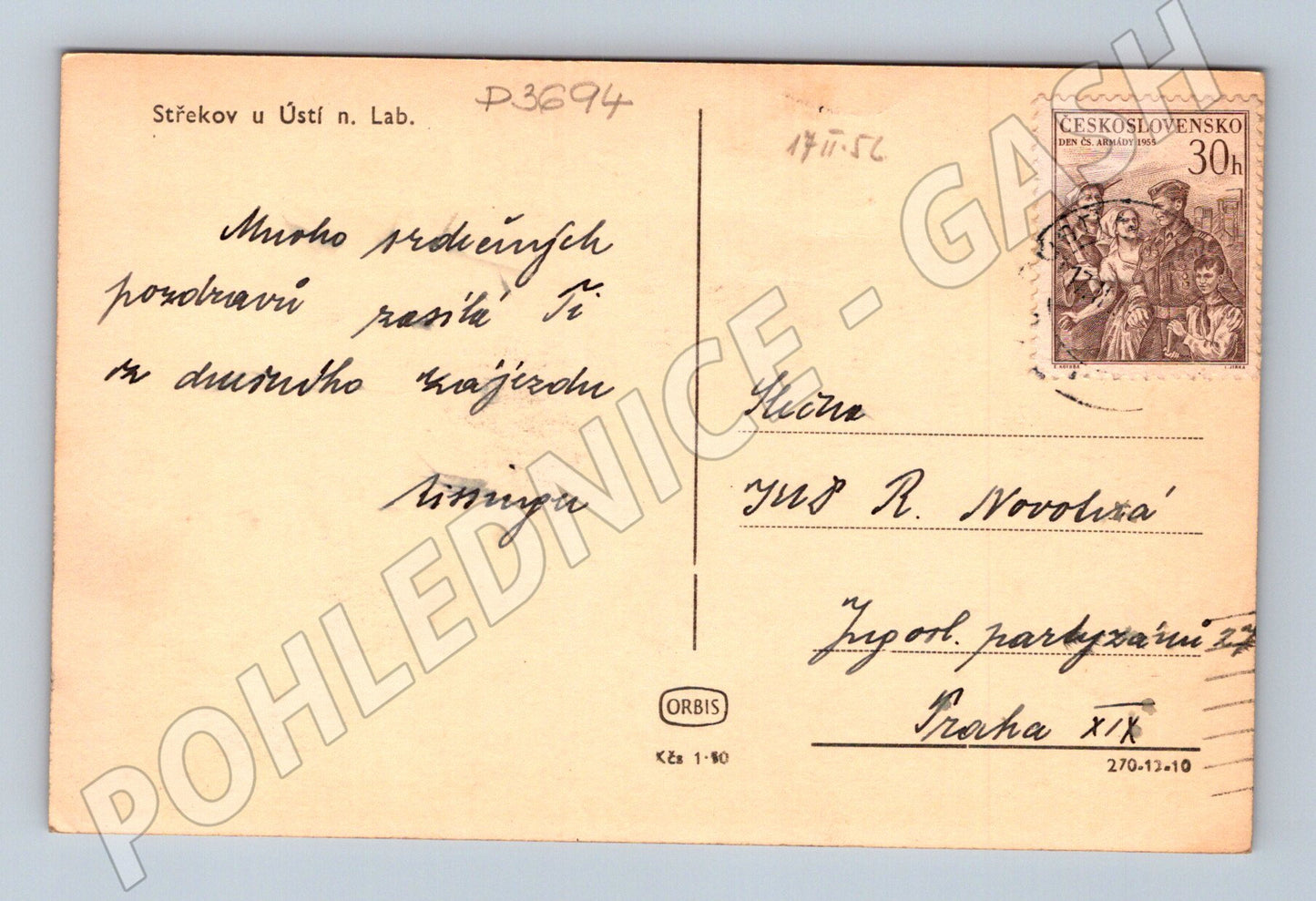 Pohlednice Střekov hrad 1956 (P3694)