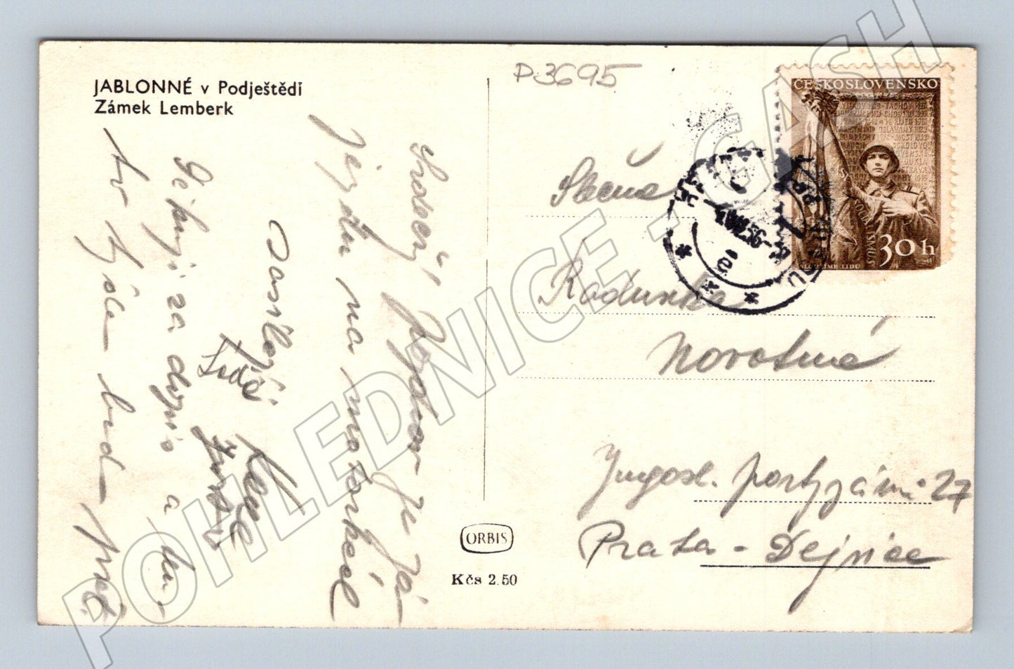 Pohlednice Jablonné v Podještědí Zámek Lemberk 1937 (P3695)