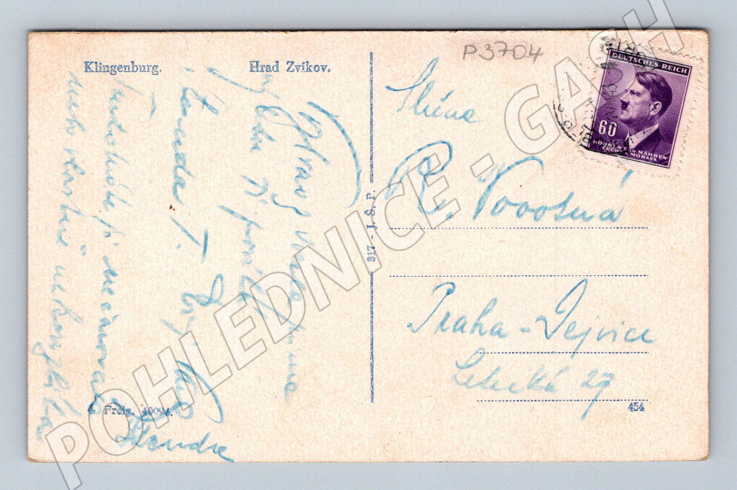 Pohlednice Hrad Zvíkov cca 1940 (P3704)