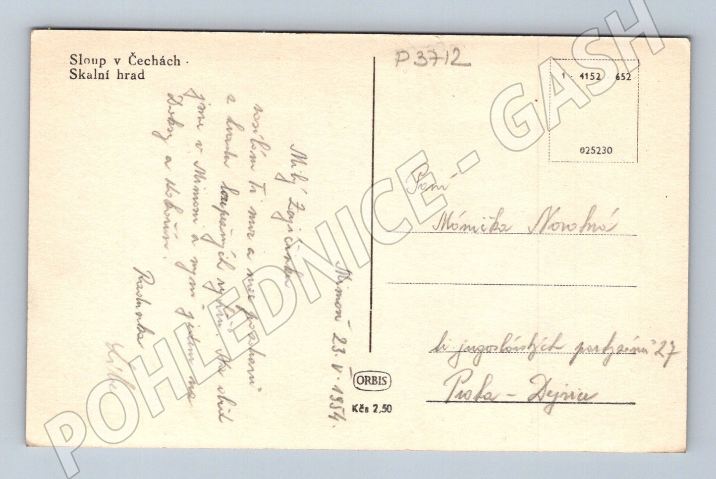 Pohlednice Sloup v Čechách Skalní hrad 1934 (P3712)