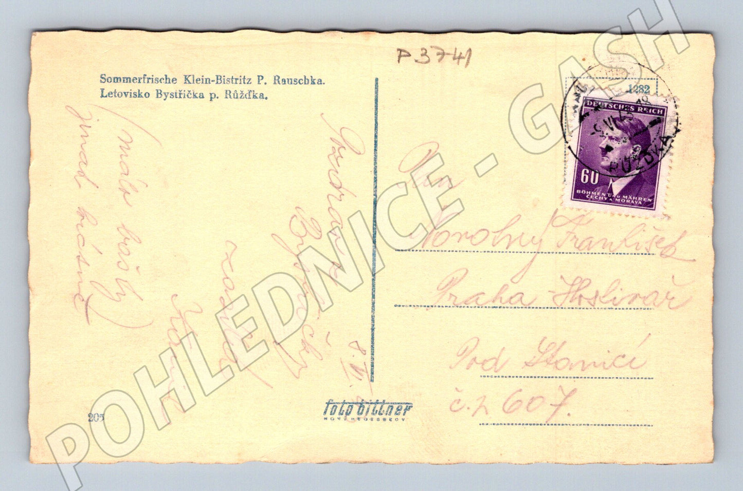 Pohlednice Bystřička přehrada 1942 (P3741)