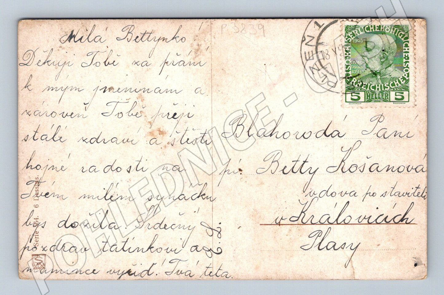 Pohlednice malba venkovská scéna 1905 (P3839)