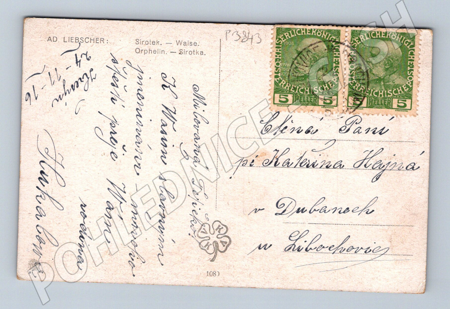 Pohlednice Rakousko-Uhersko Sirotek u kříže 1908 (P3843)