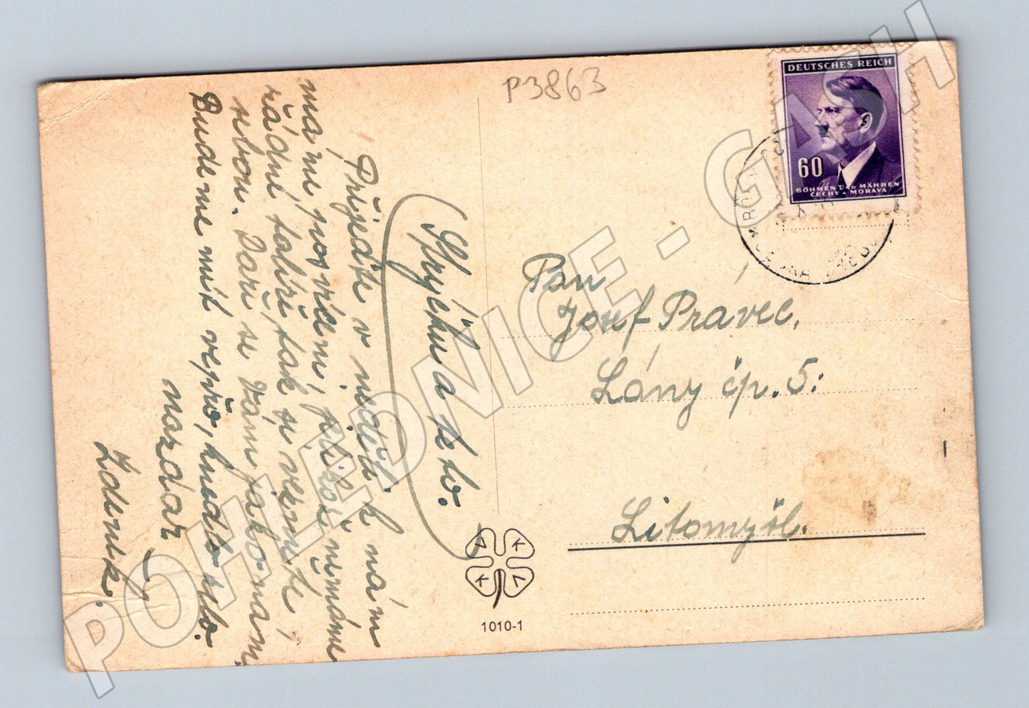Pohlednice venkovská krajina s chalupami cca 1940 (P3863)
