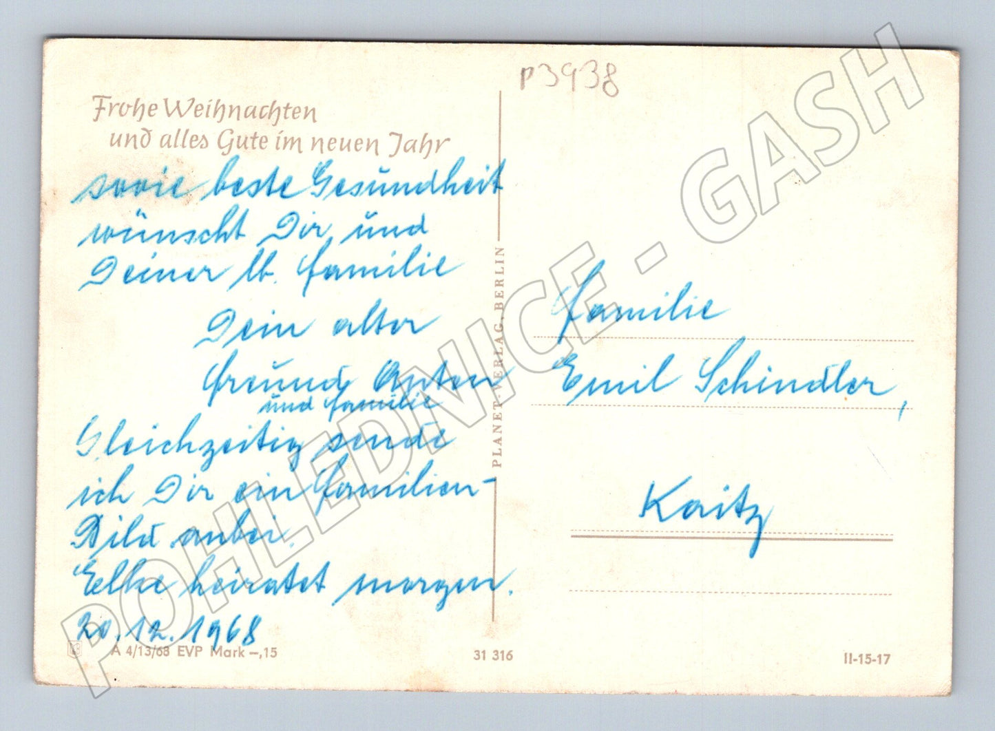 Pohlednice Německo Vánoční motiv 1968 (P3938)