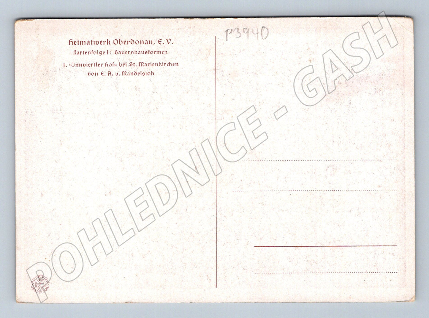 Pohlednice Rakousko Bauernhof St. Marienkirchen 1941 (P3940)