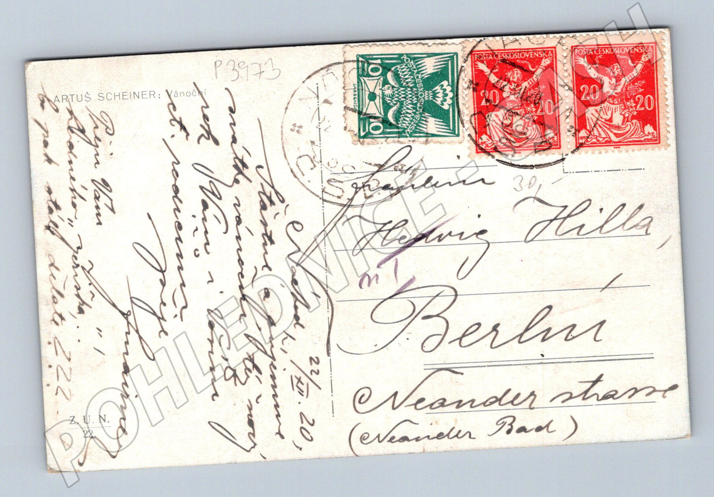 Pohlednice Vánoční ženy v zimním oblečení 1920 (P3973)