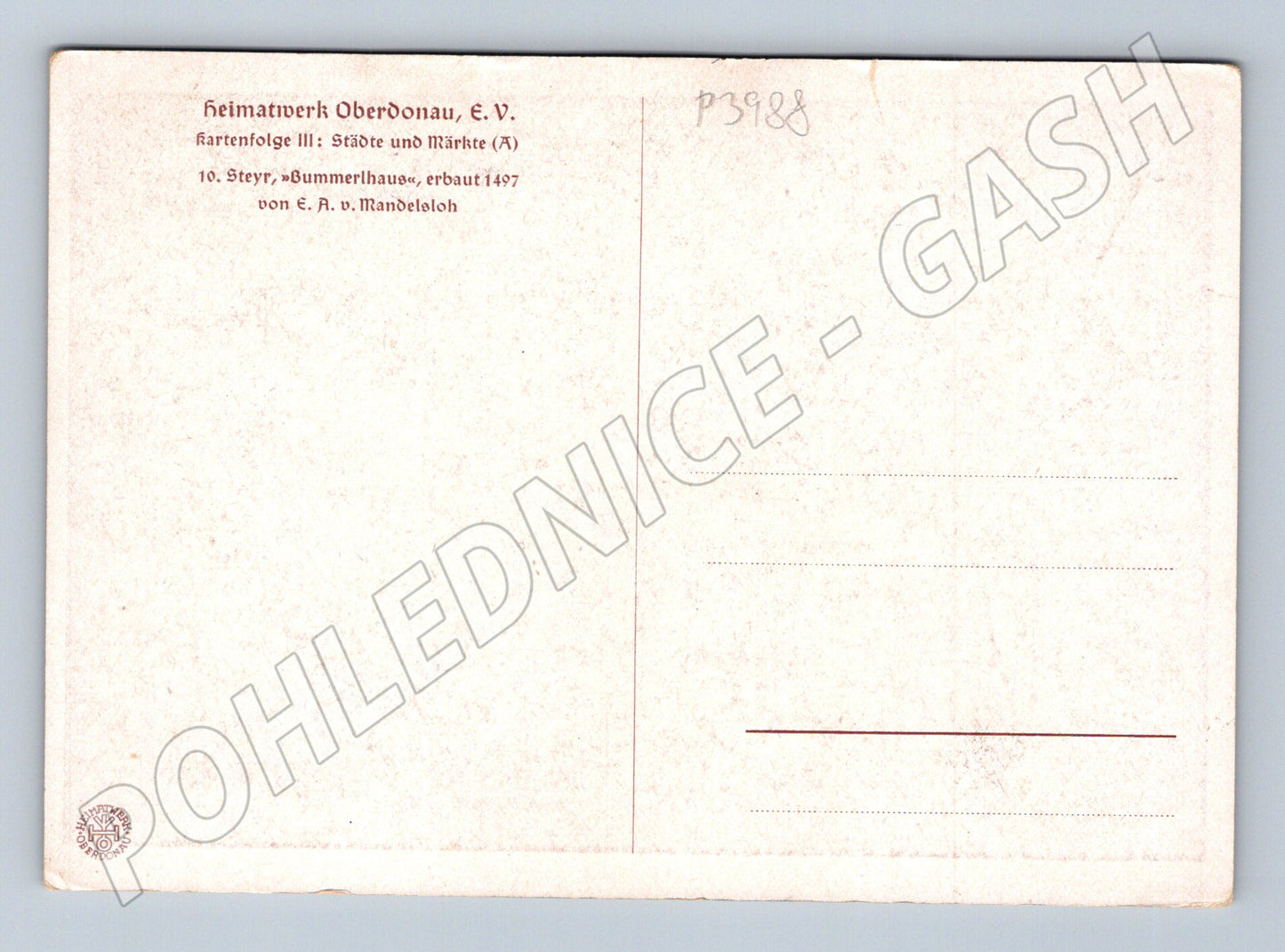 Pohlednice Rakousko Steyr Bummerlhaus (P3988)