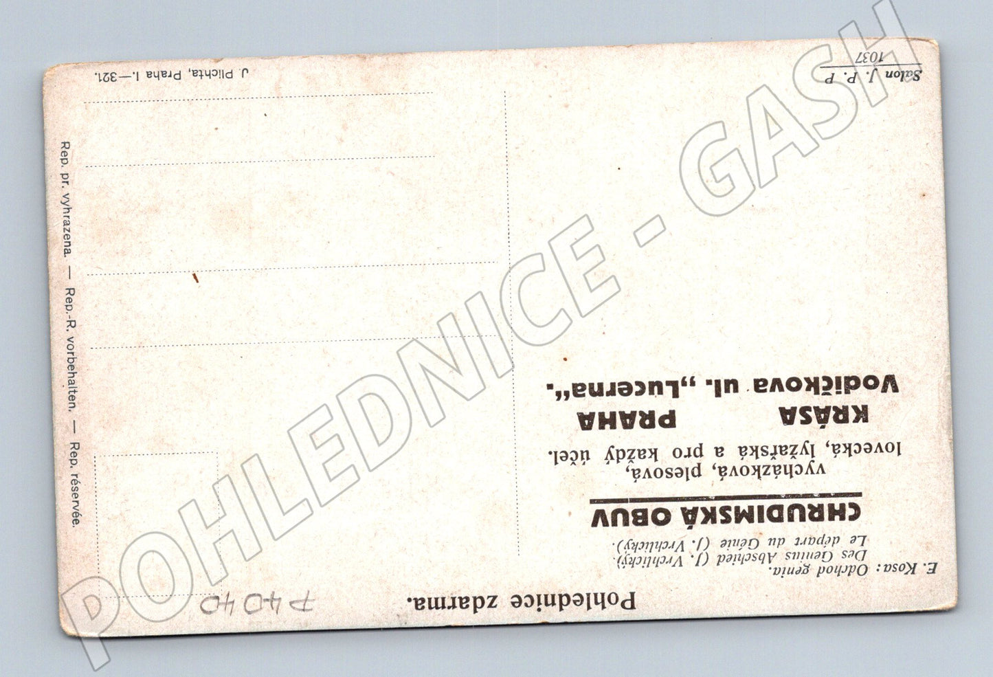Pohlednice E. Kosa Odchod genia Reklama (P4040)