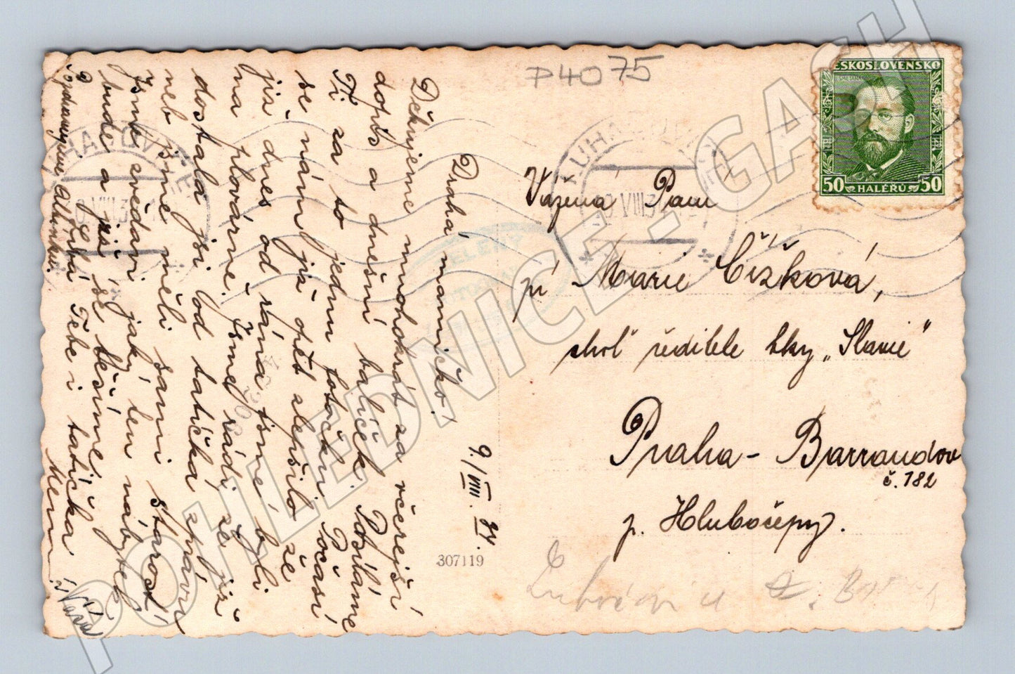 Pohlednice Praha pár v exteriéru 1930 (P4075)