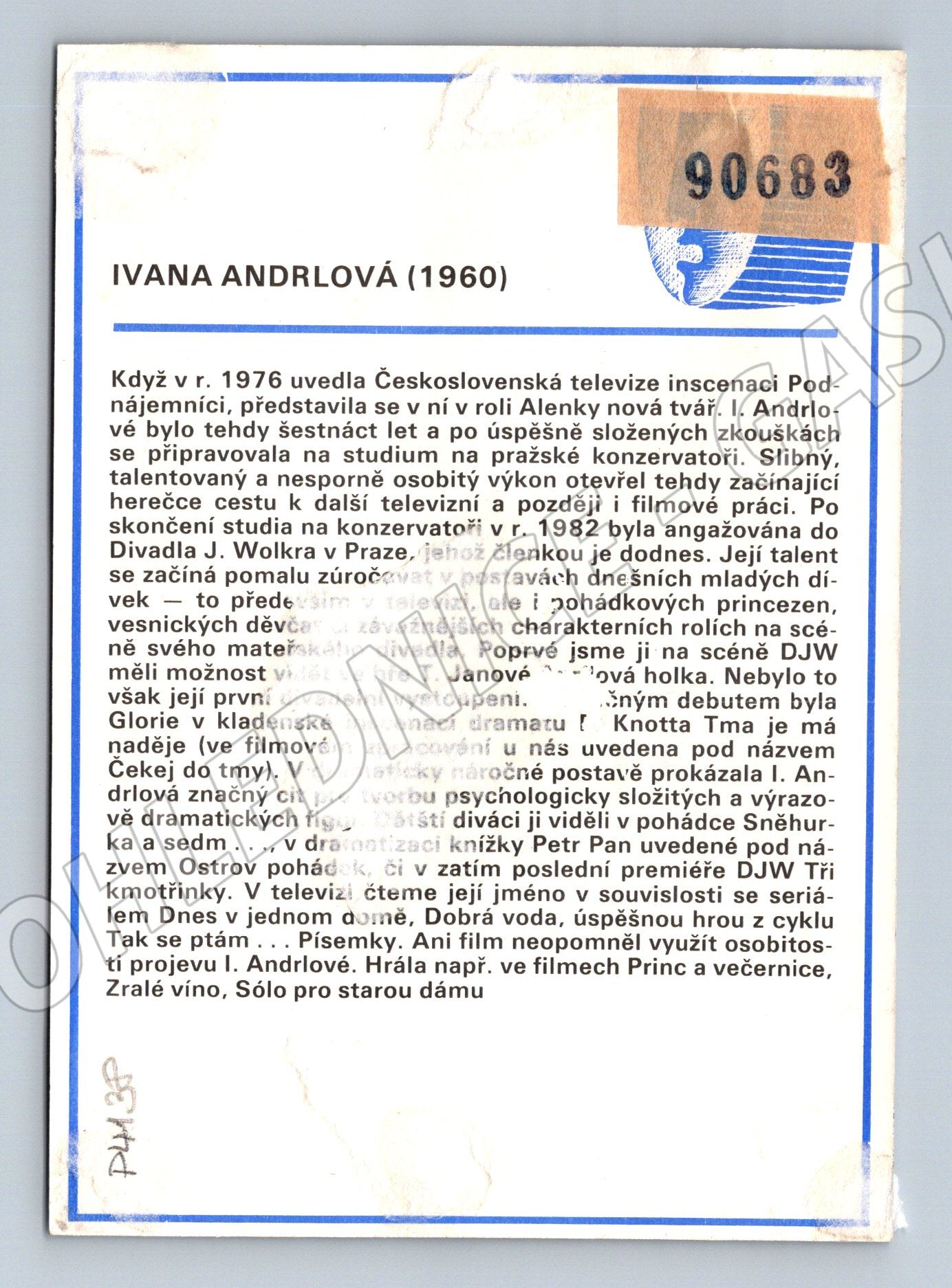 Pohlednice Ivana Andrlová 1976 (P4138)