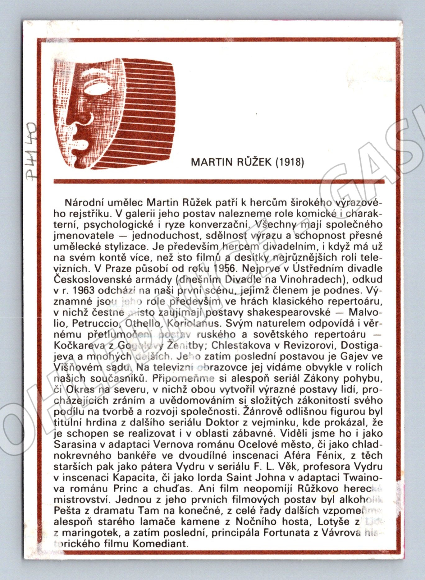 Pohlednice Martin Rožek herec (P4140)