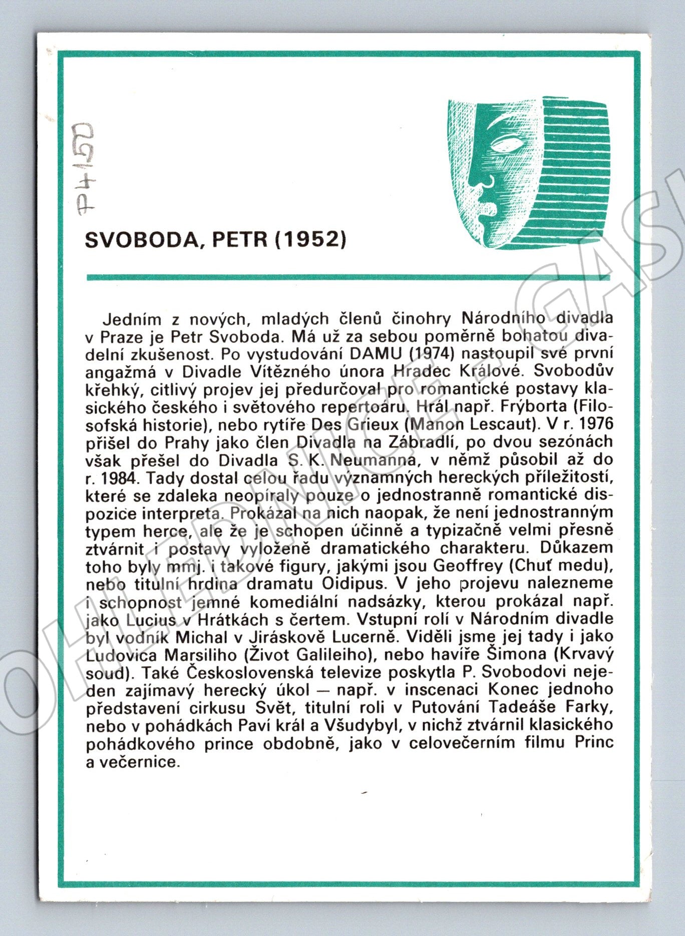 Stará fotografie Petr Svoboda herec divadlo TV (P4150)