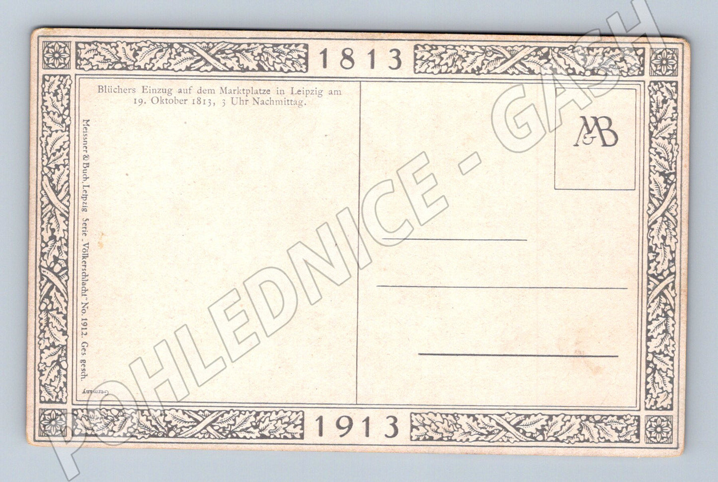 Pohlednice Německo Lipsko Blücherův vstup na tržiště 1913 (P4227)