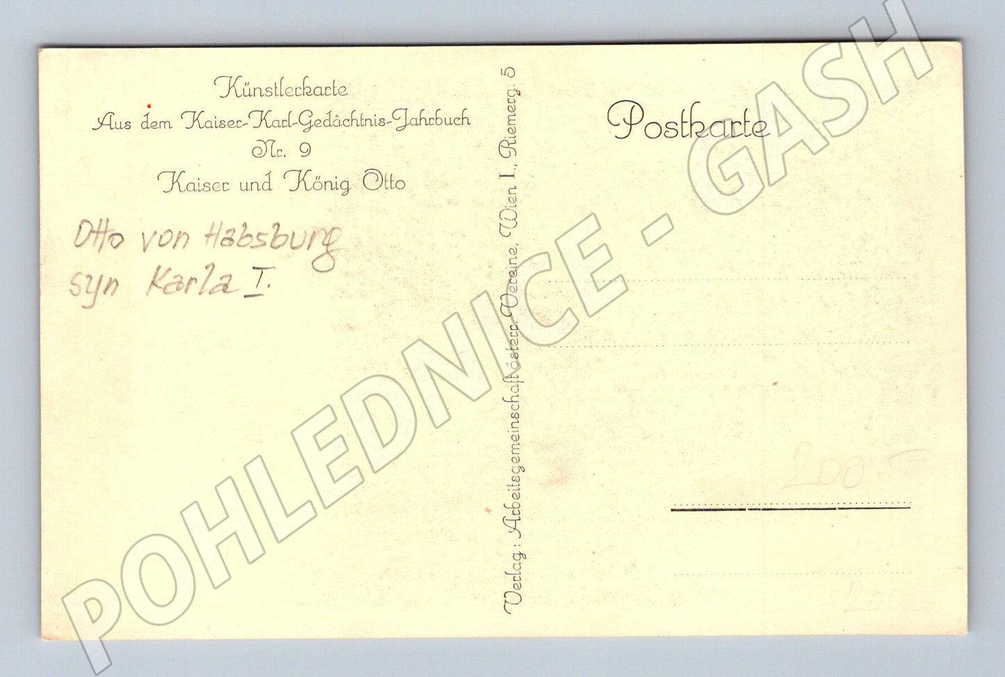Pohlednice Rakousko Otto von Habsburg mladý chlapec (P4231)