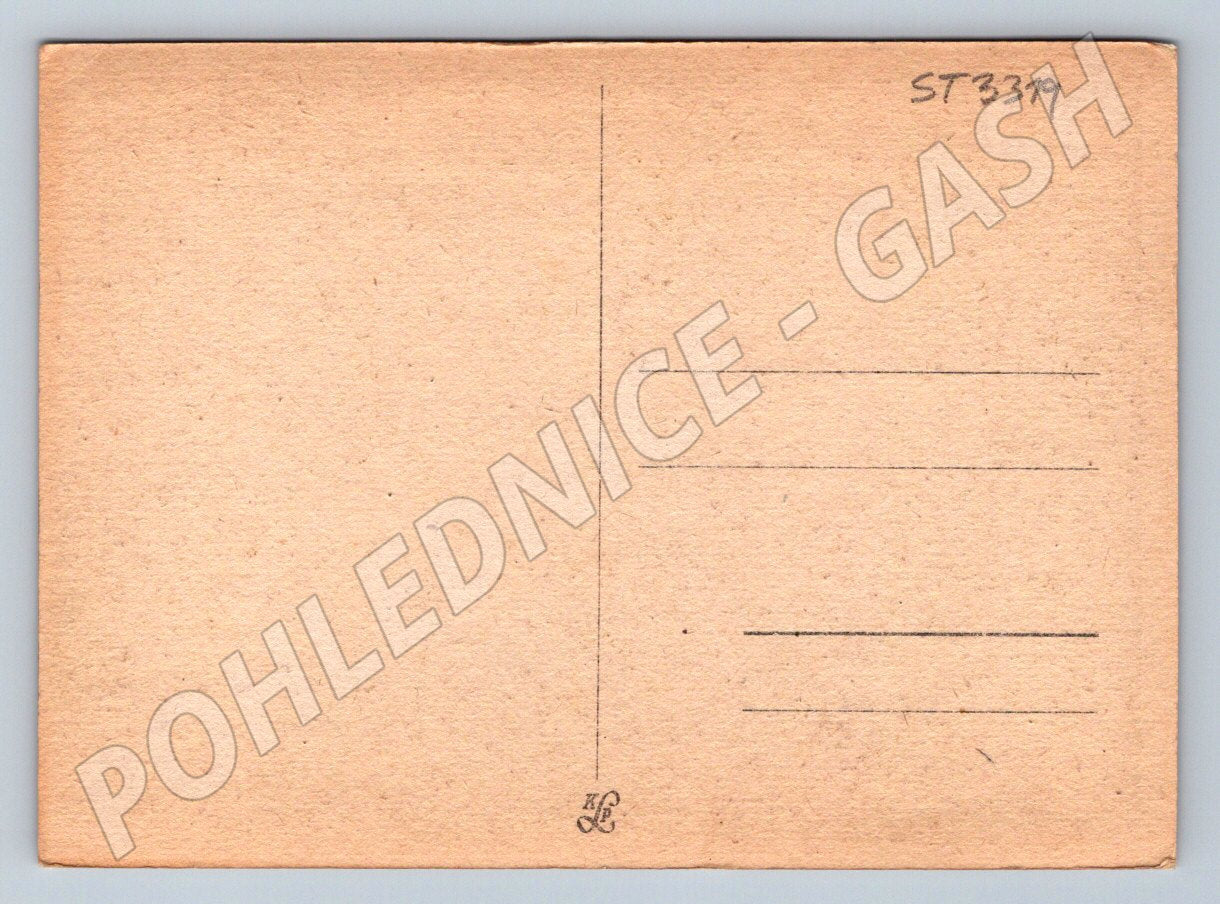 Pohlednice trubač obrněné brigády ohlašuje příjezd prezidenta (ST3319)