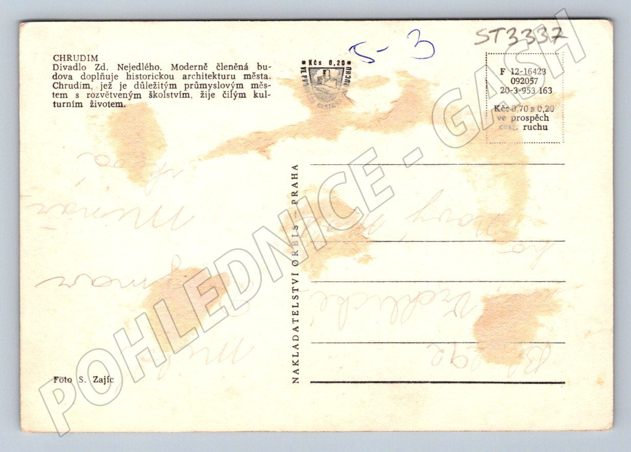 Pohlednice divadlo chřibská historická architektura (ST3337)