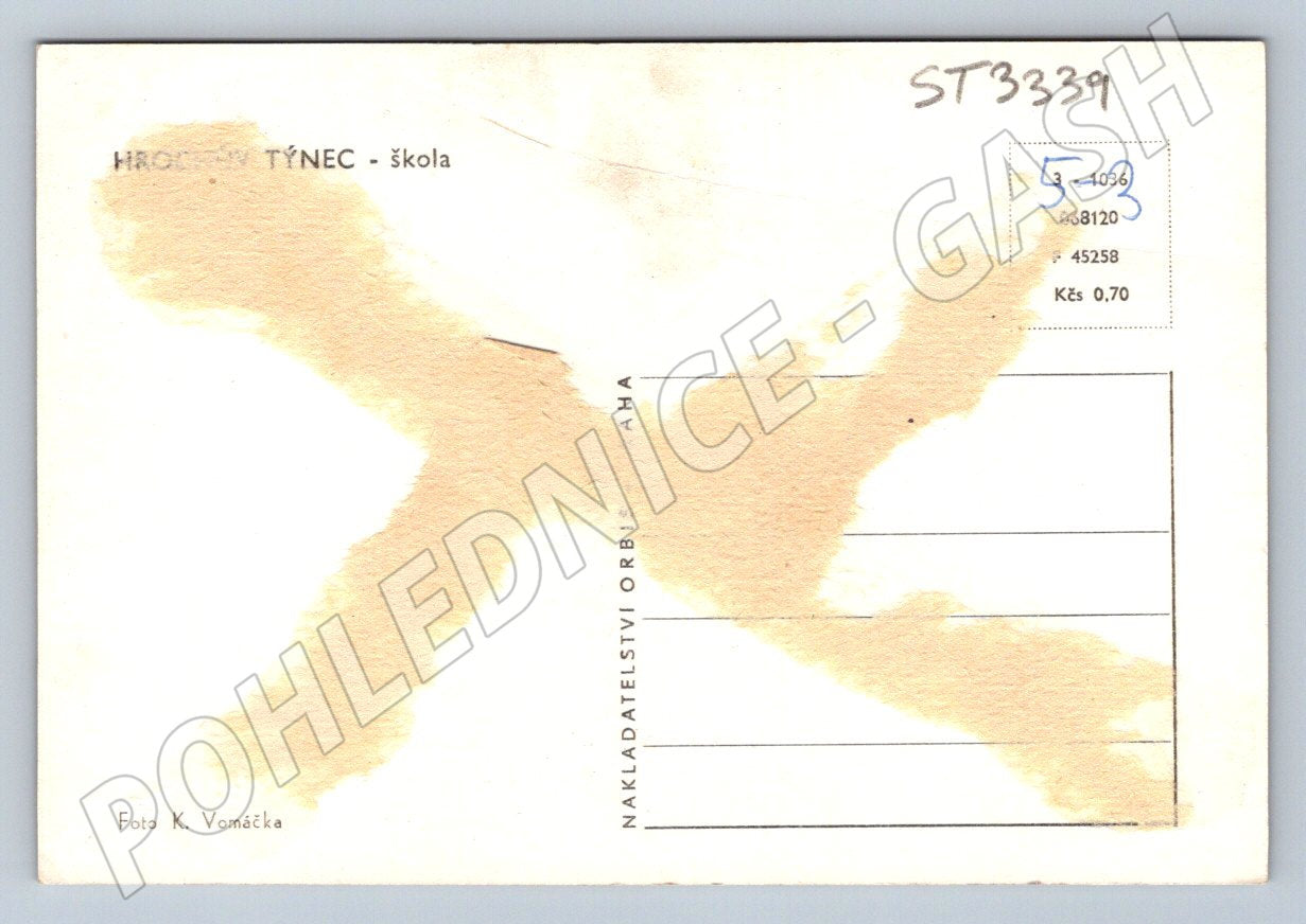 Postcard Hrochův Týnec school black and white until 1950 (ST3339)