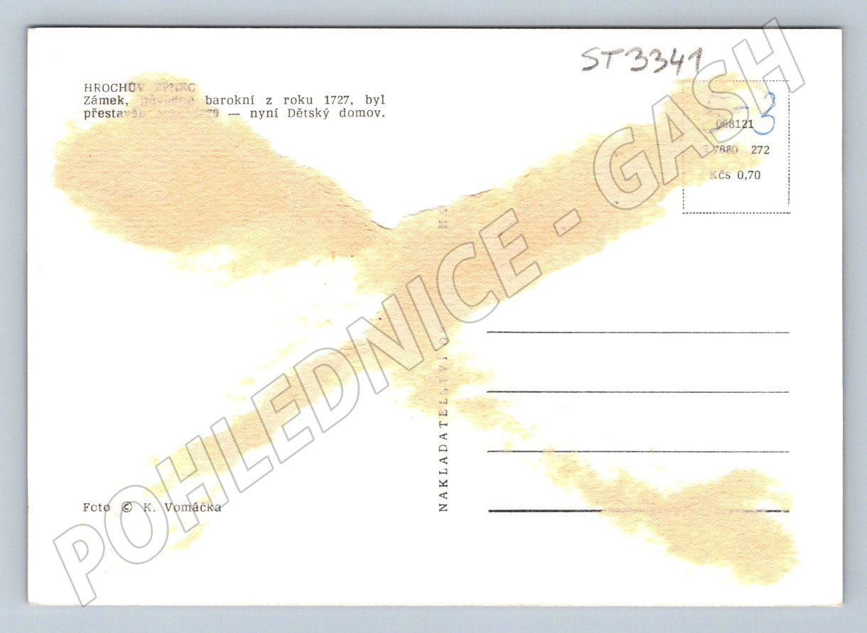 Pohlednice zámek hrochův týnec barokní stavba 1727 čb (ST3341)
