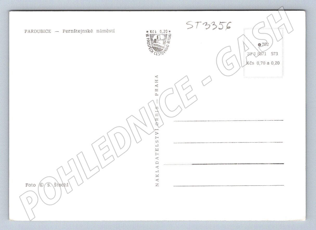 Postcard Pardubice historical square black and white (ST3356)