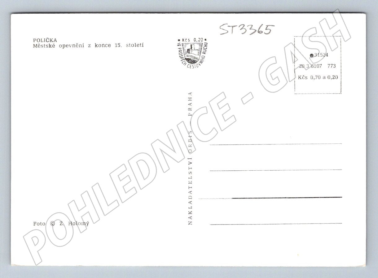 Pohlednice polička městské opevnění z konce 15. století (ST3365)