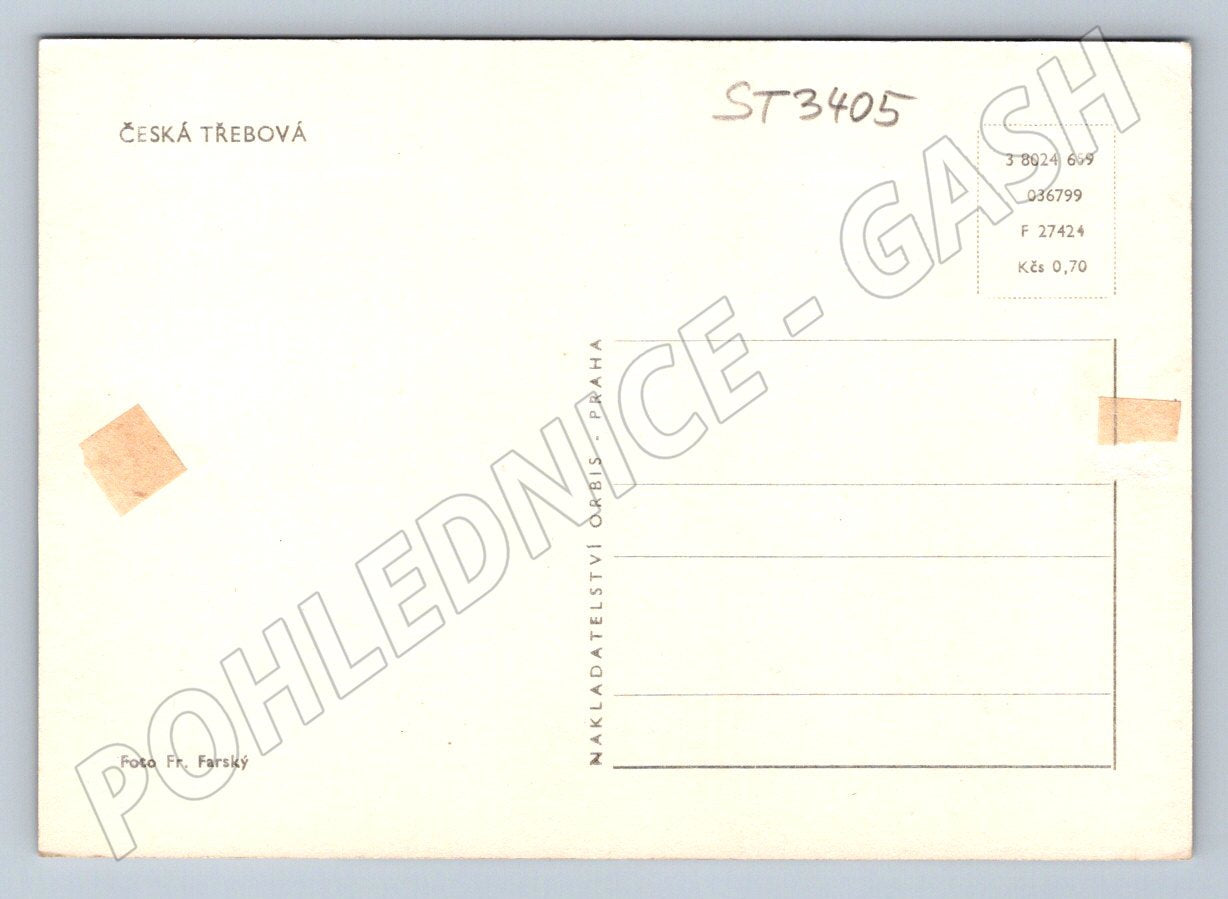 Pohlednice zřícenina hradu u české třebové černobílá (ST3405)