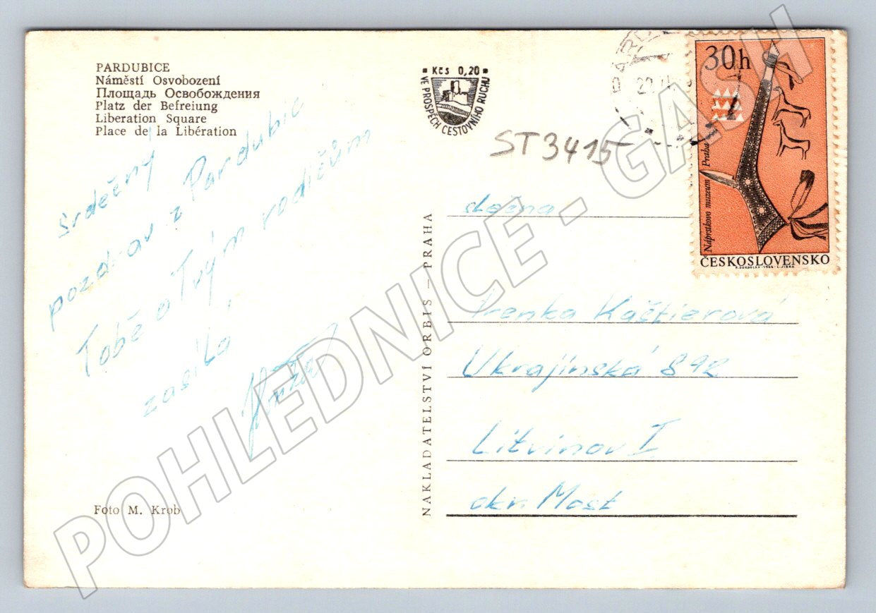 Postcard Pardubice Square Osovcem black and white until 1950 (ST3415)