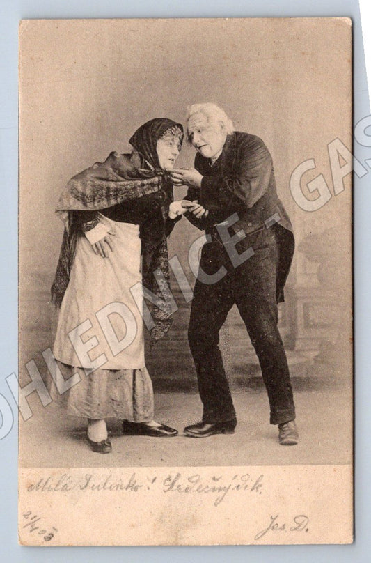 Pohlednice ruční text a známka etnografie a doprava (ST3433)